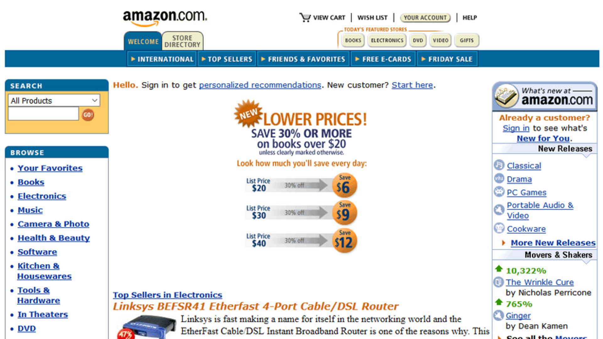 فروشگاه اینترنتی آمازون سال ۲۰۰۱