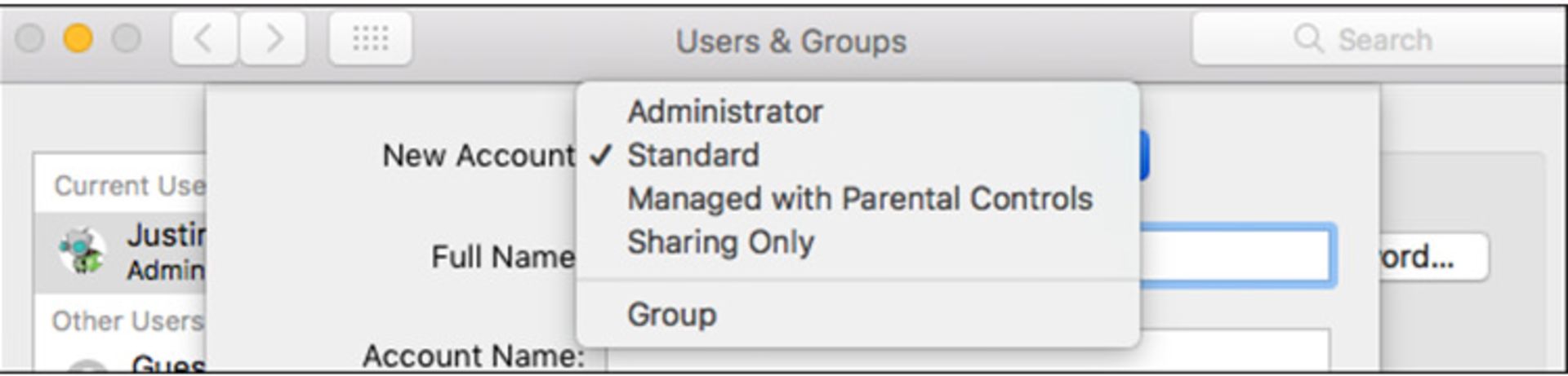 حساب چند کاربره در macOS