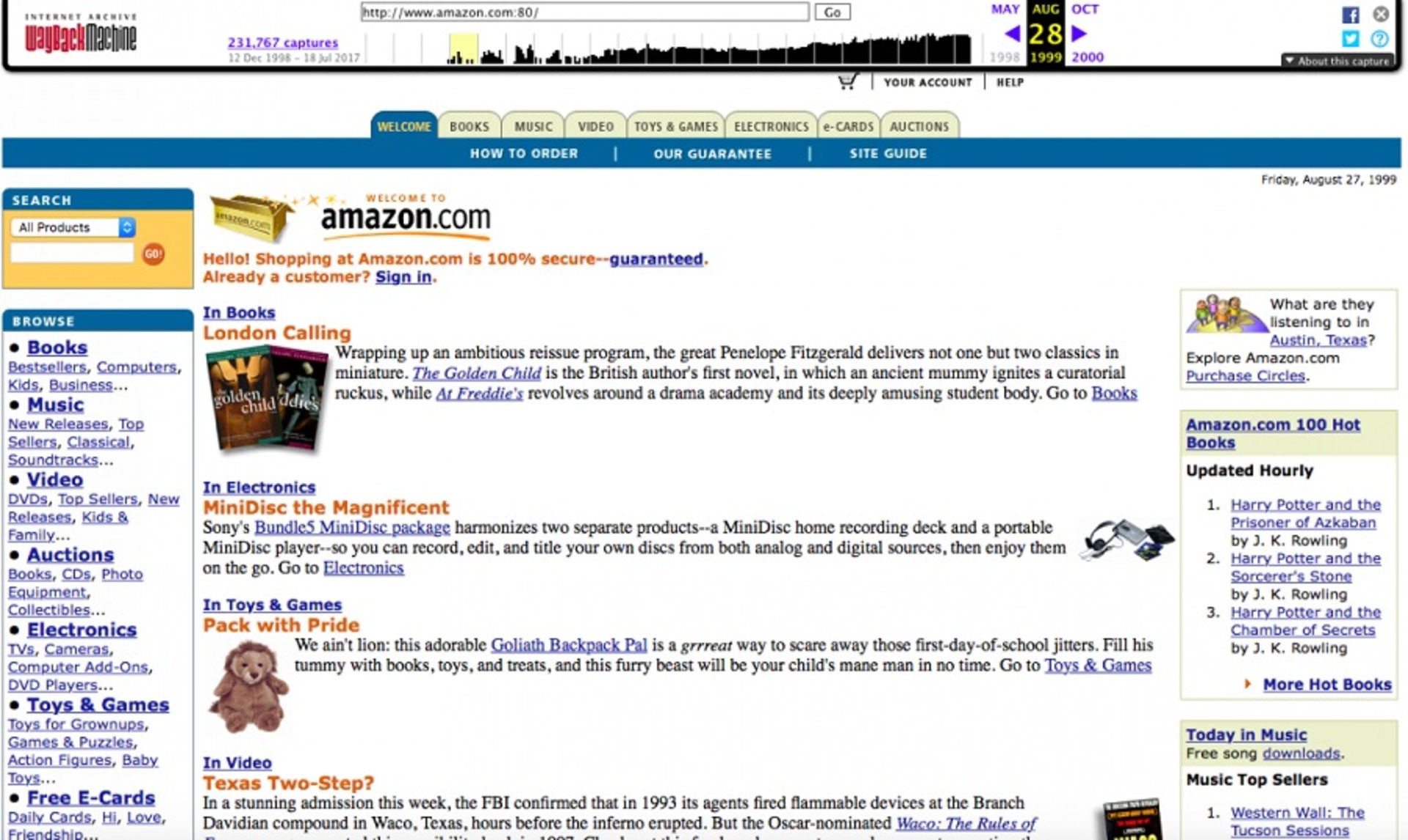 Amazon 1999 Homepage