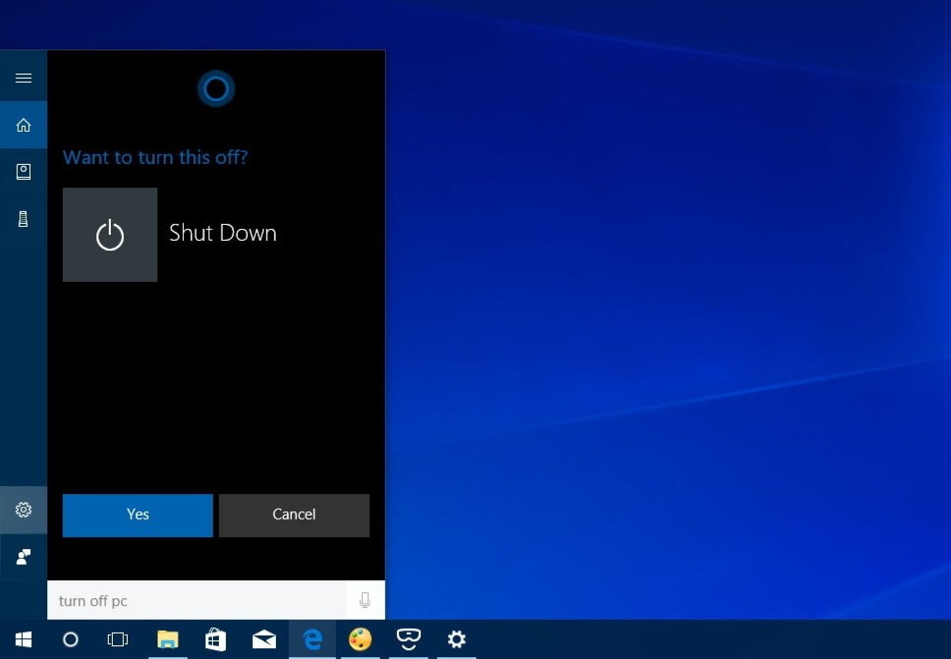 Shutdonw PC Cortana Command