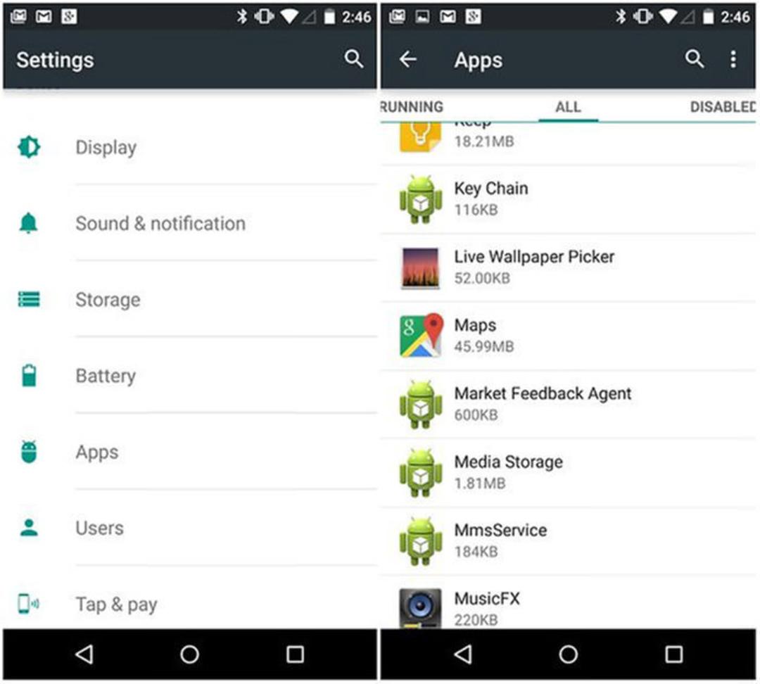 مدیریت برنامه ها در اندروید