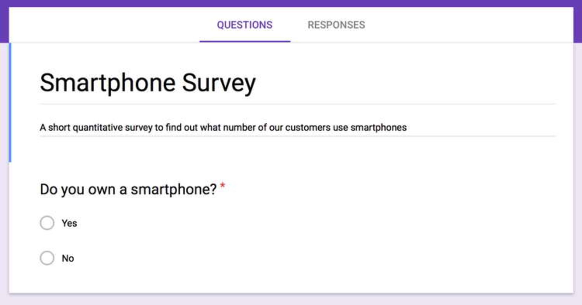 A survey created using Google Forms