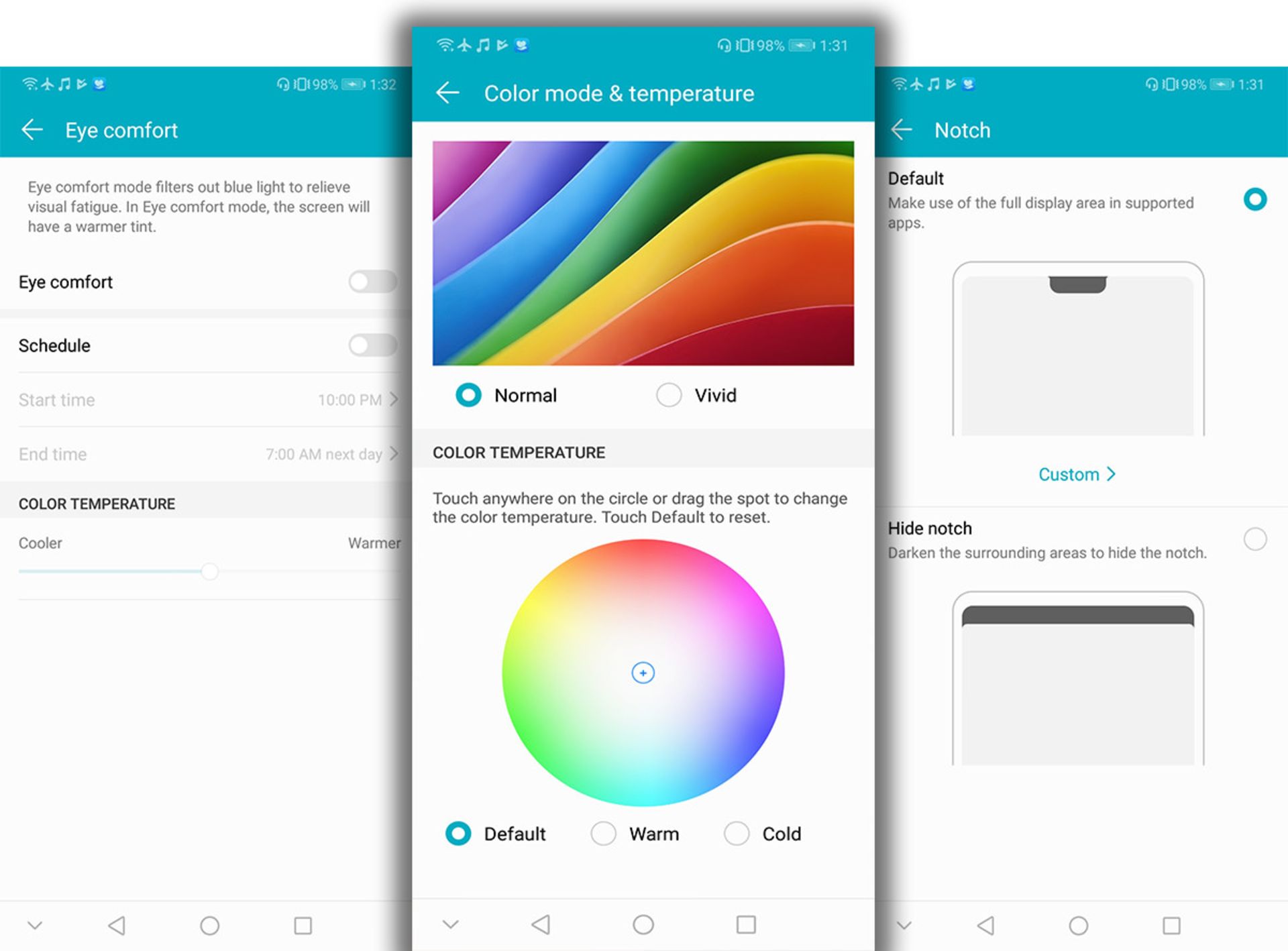  رایط کاربری تنظیمات نمایشگر آنر ۱۰