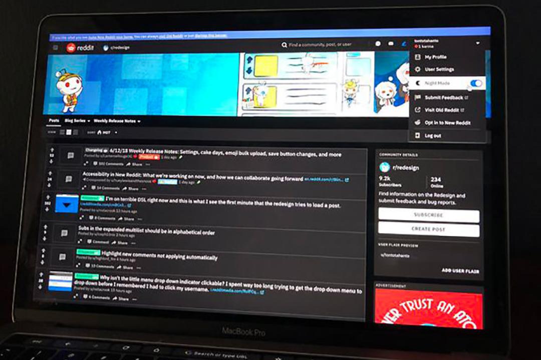 حالت تیره در ردیت / Dark Mode in Reddit
