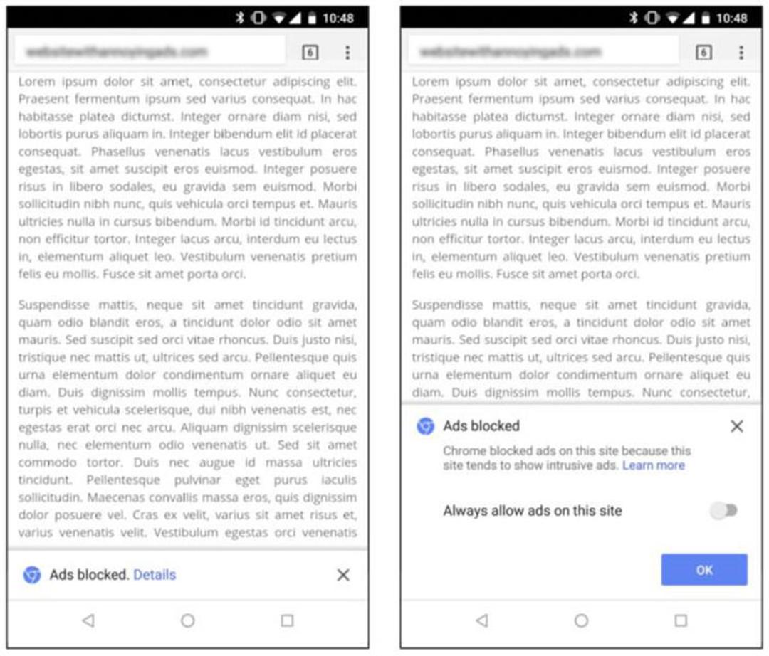 اعلانیه‌ی فیلتر تبلیغات در کروم