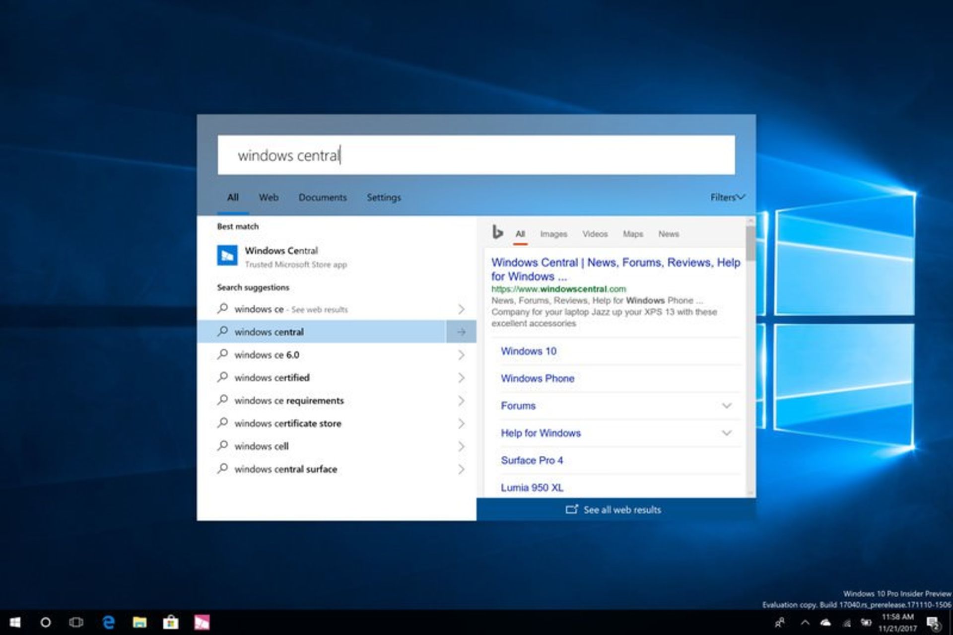 Windows 10 New Search UI