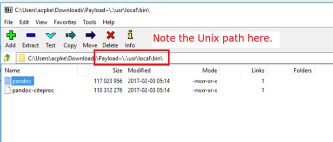 محتوای فایل PKG نرم افزار Pandoc