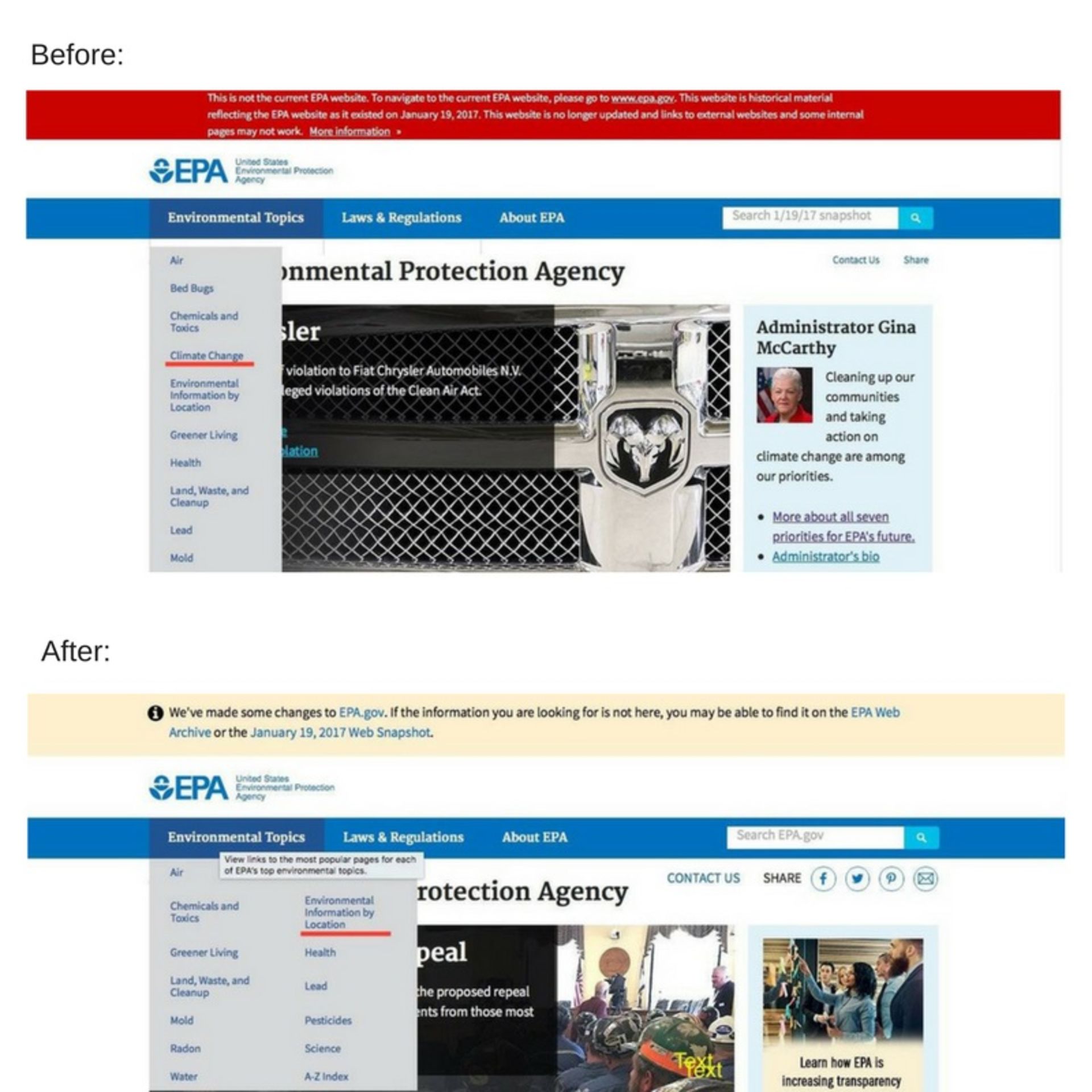 سایت آژانس حفاظت محیط زیست امریکا