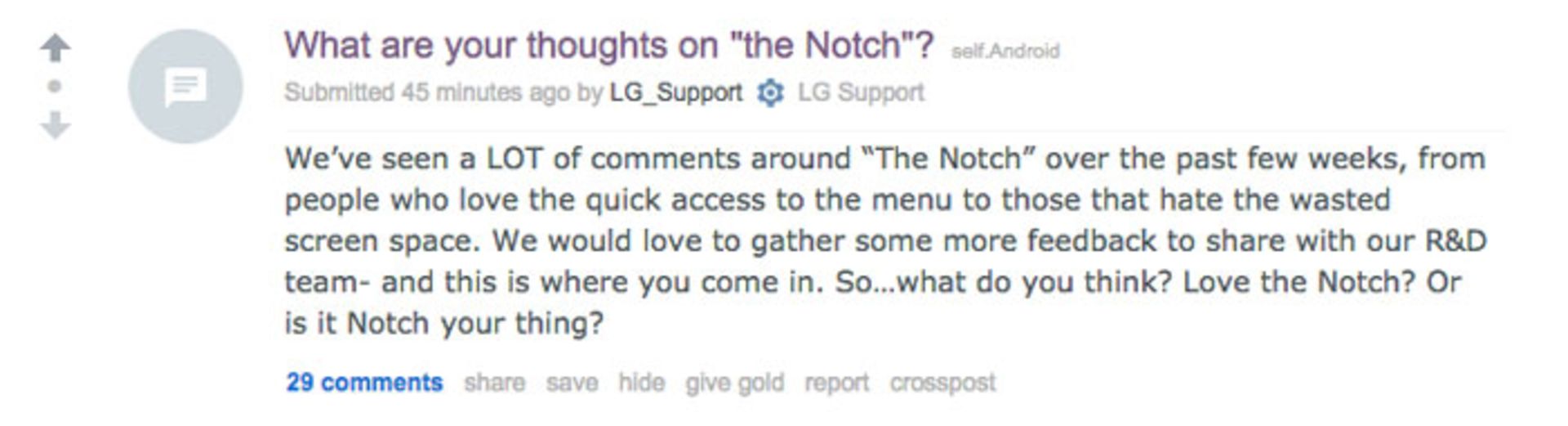 نظرسنجی ال‌جی در ردیت