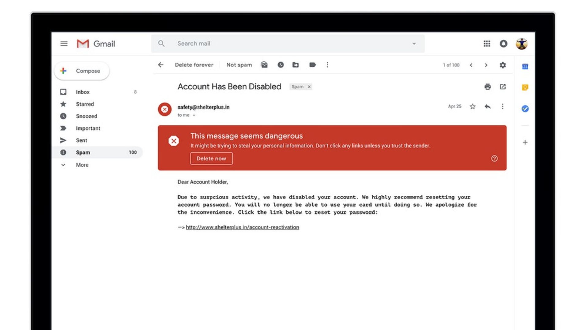 Gmail Consumer Warning