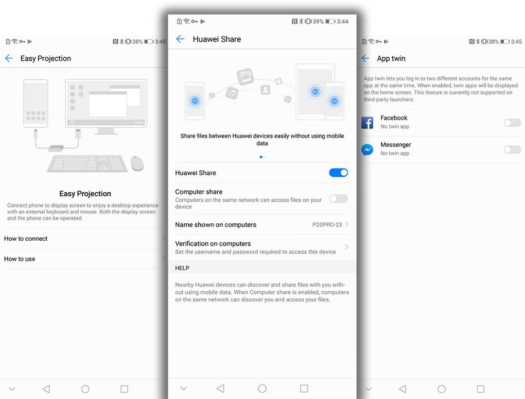 رابط کاربری هواوی P20 Pro