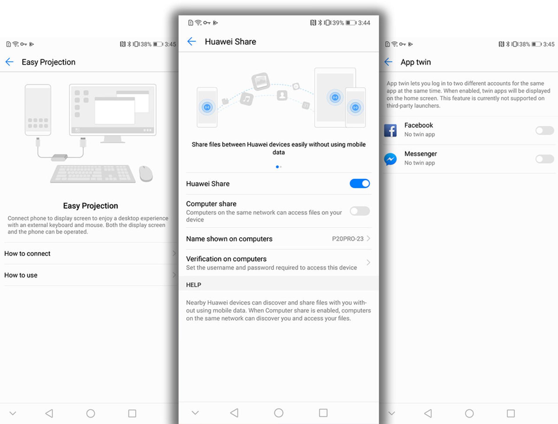 رابط کاربری هواوی P20 Pro