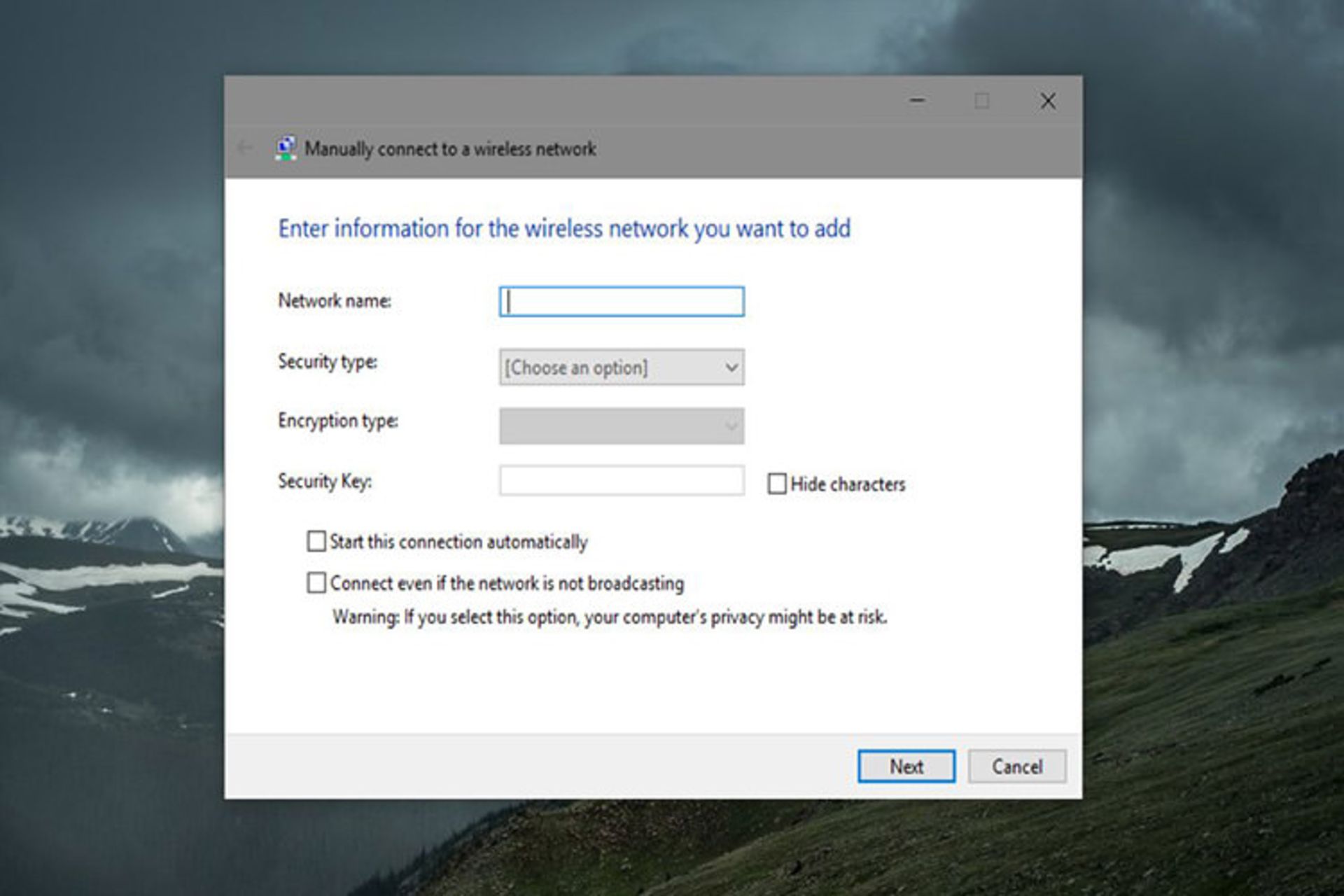 connect to hiden ssid