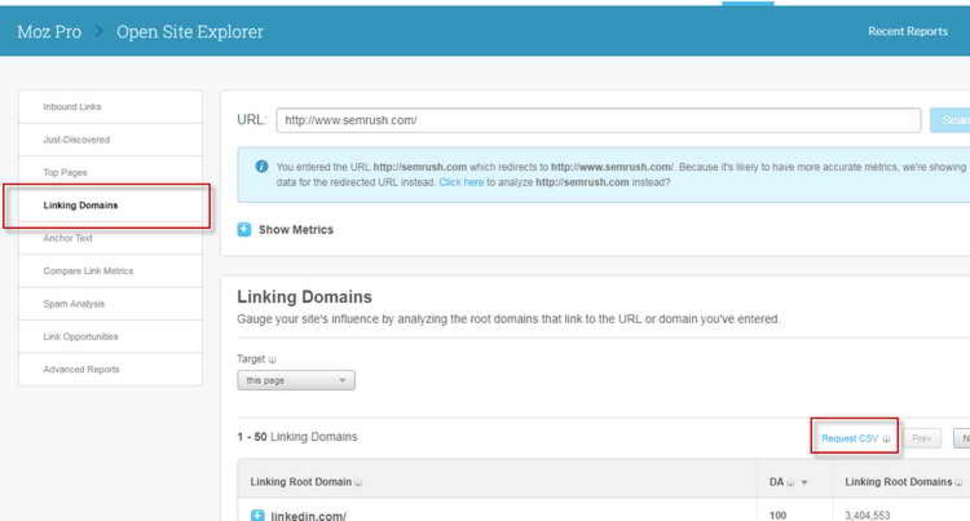 Request CSV