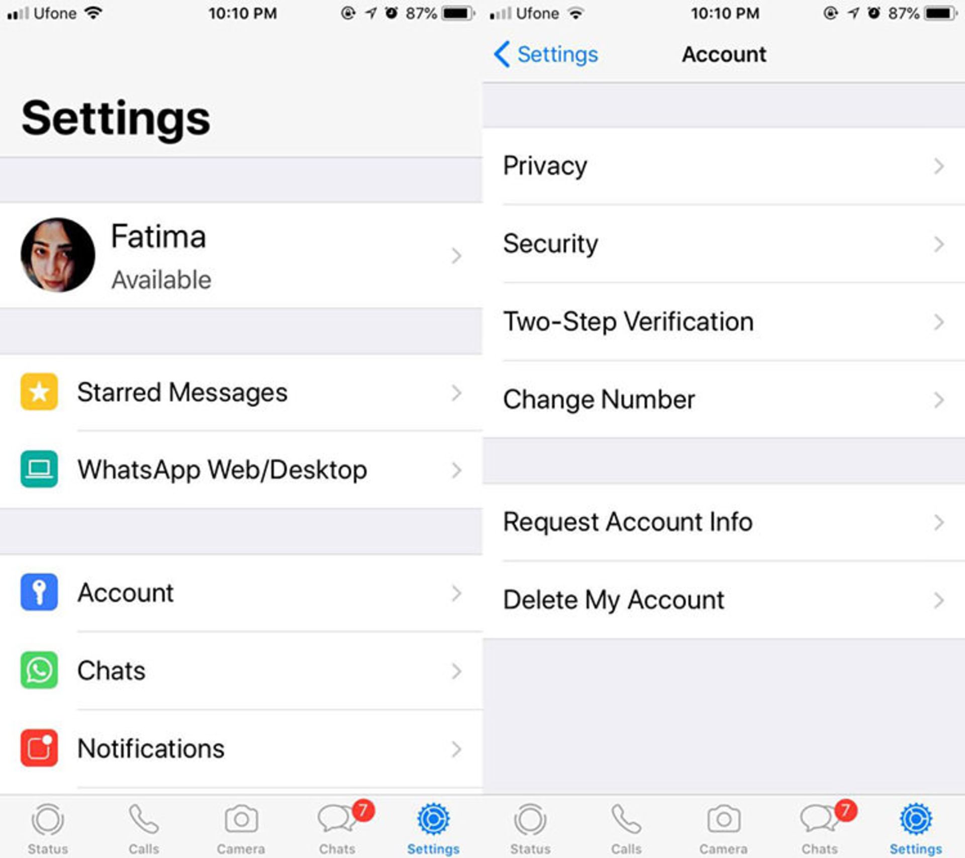 تنظیمات واتسپ / WhatsApp Settings
