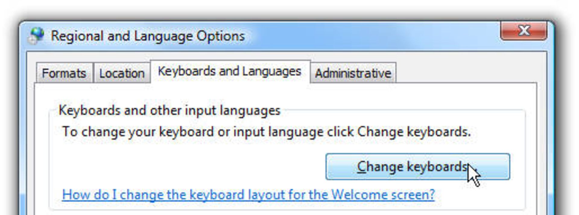 change keyboards or other input methods