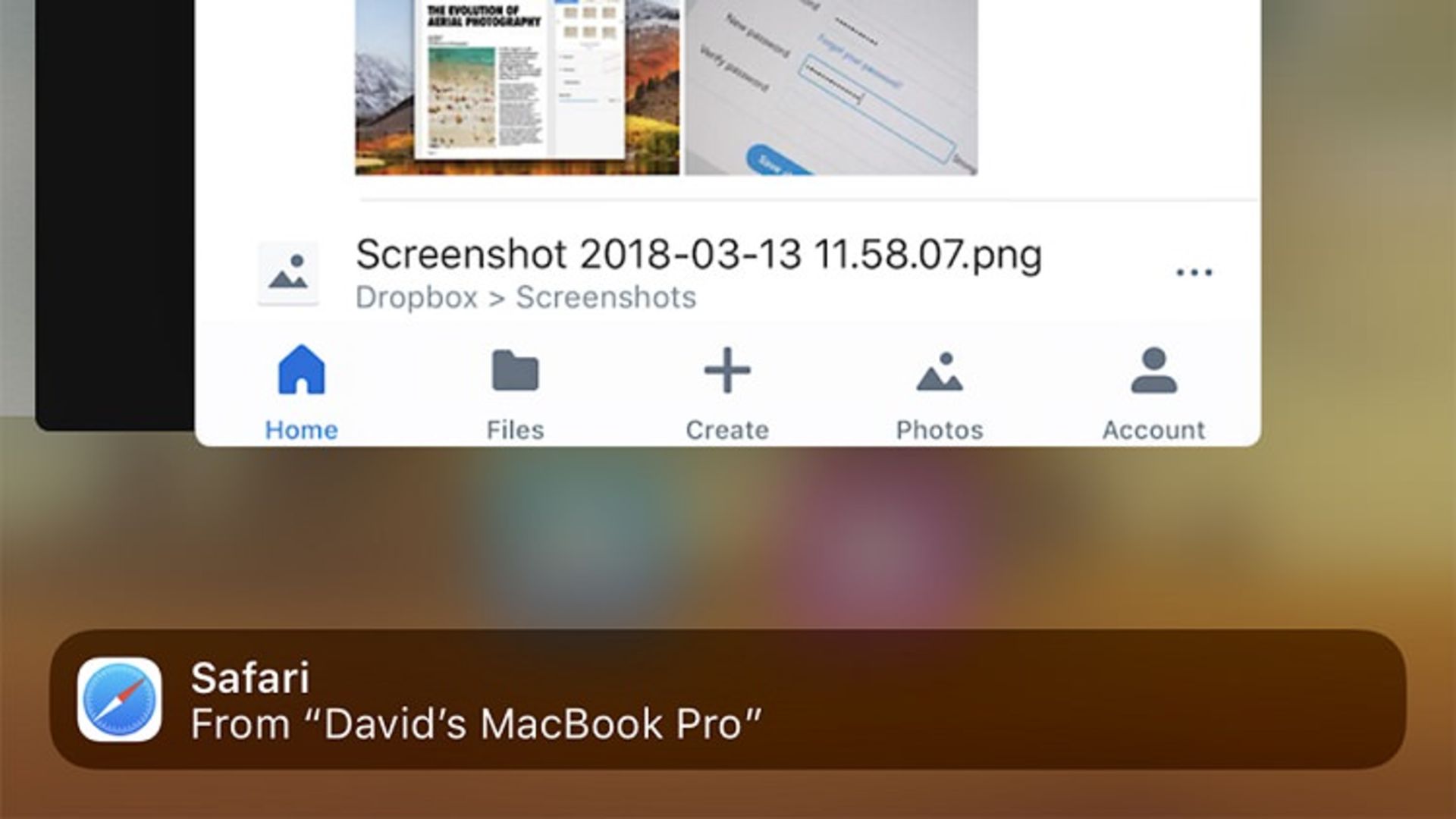 Handoff between apps