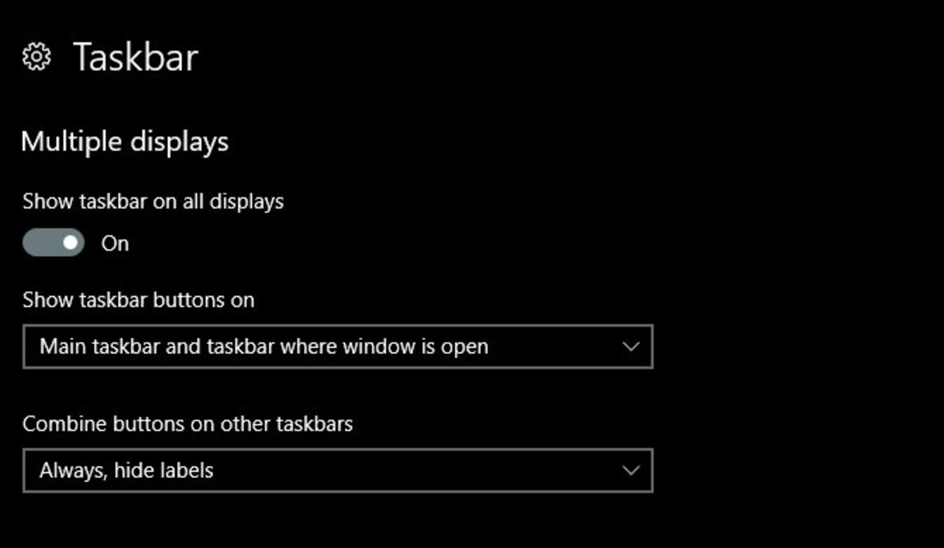 taskbar settings