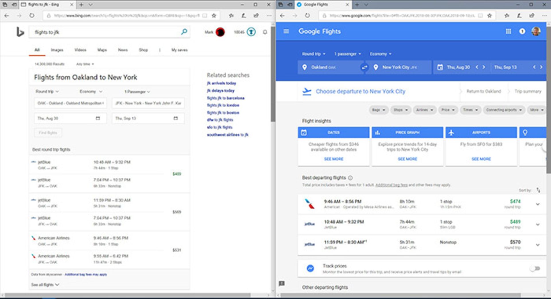 مقایسه اطلاعات پرواز