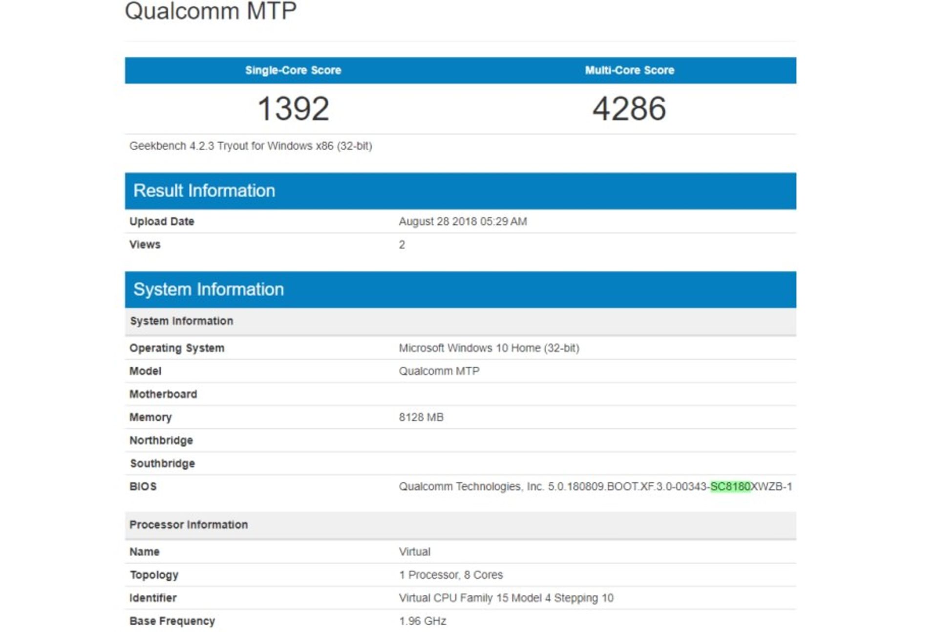 Snapdragon 8180 Geekbench