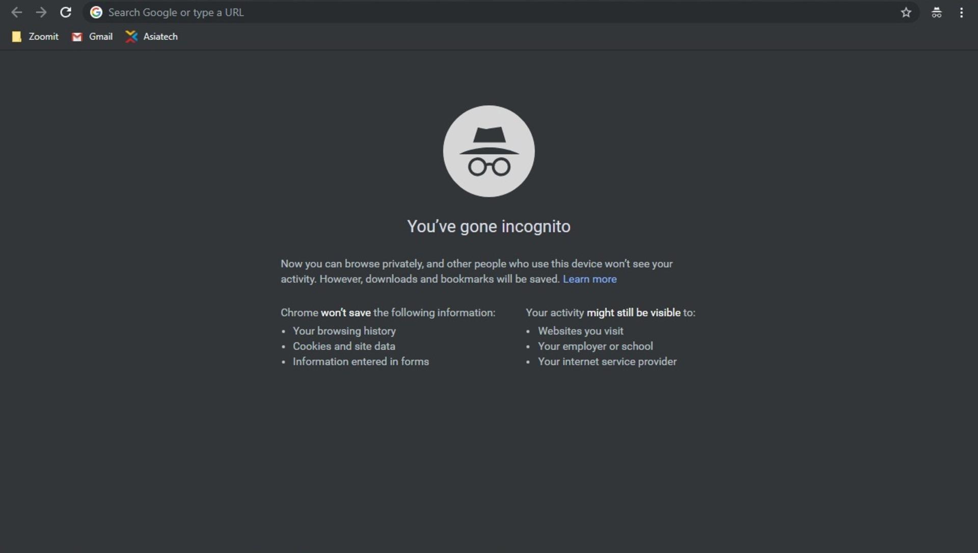 حالت ناشناس گوگل کروم / Google Chrome Incognito Mode