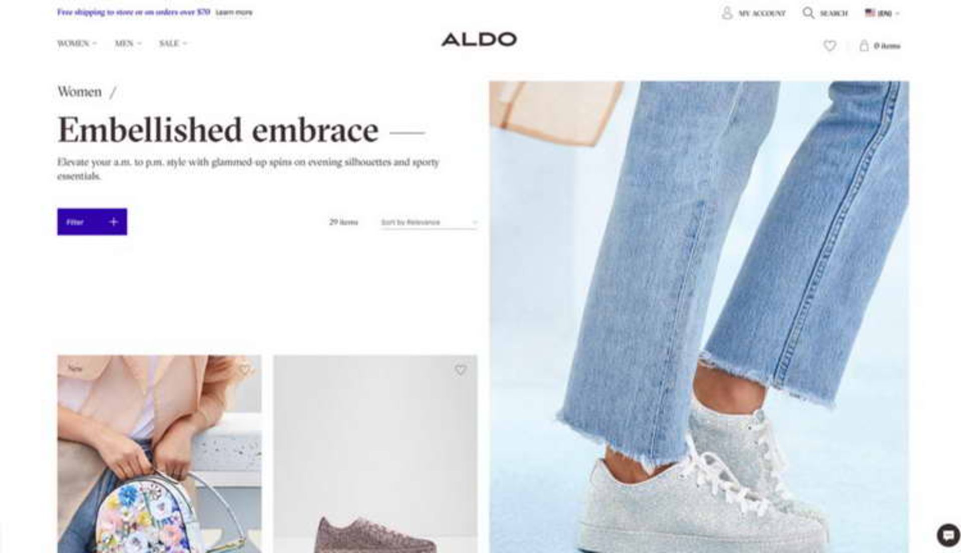 Aldo Shoes alt-tex of images and ARIA labels