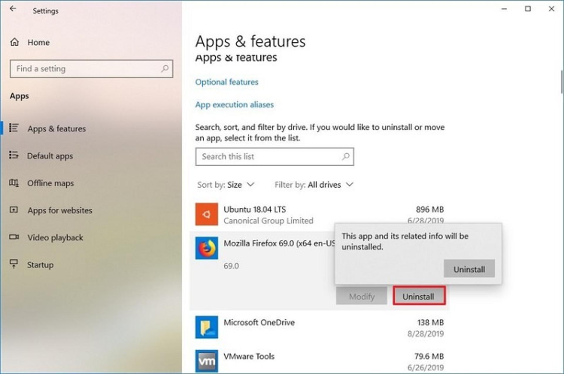 unistall apps