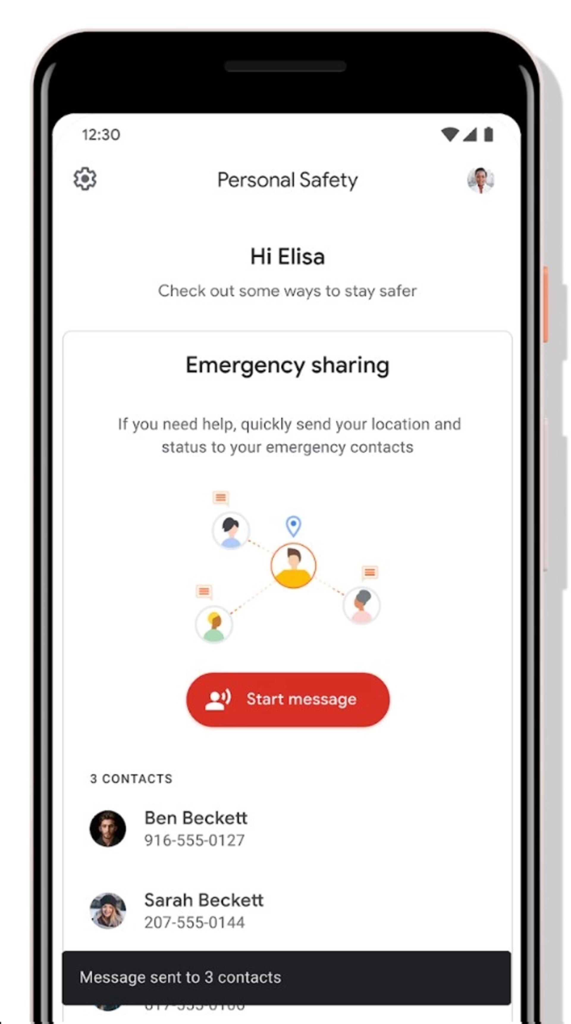 اپلیکیشن Personal Safety پیکسل 4 گوگل