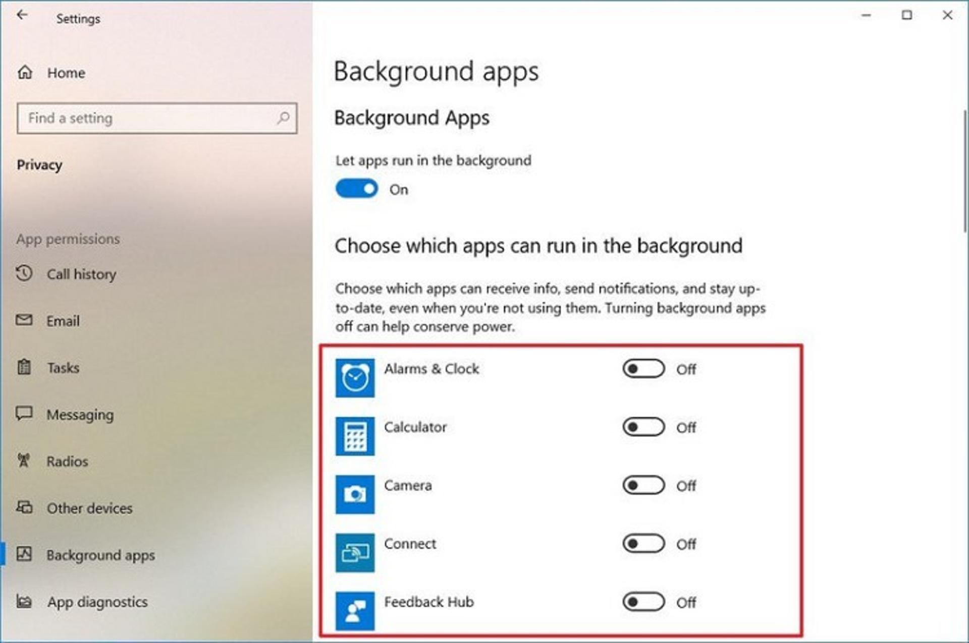 background apps