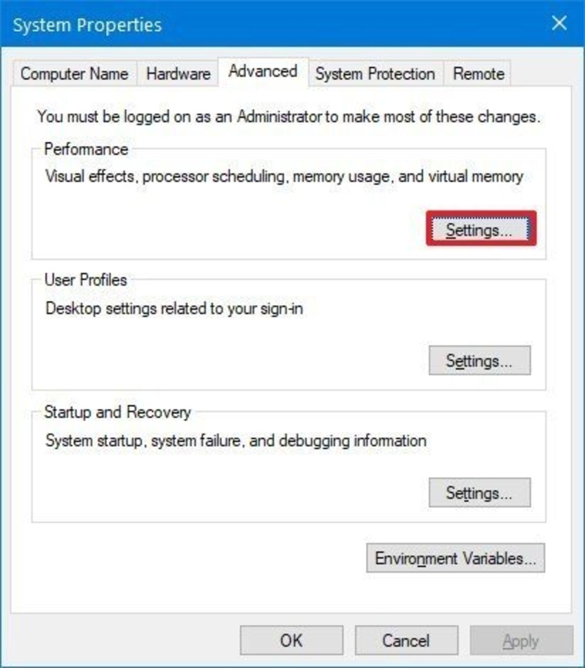 Windows 10 Setting