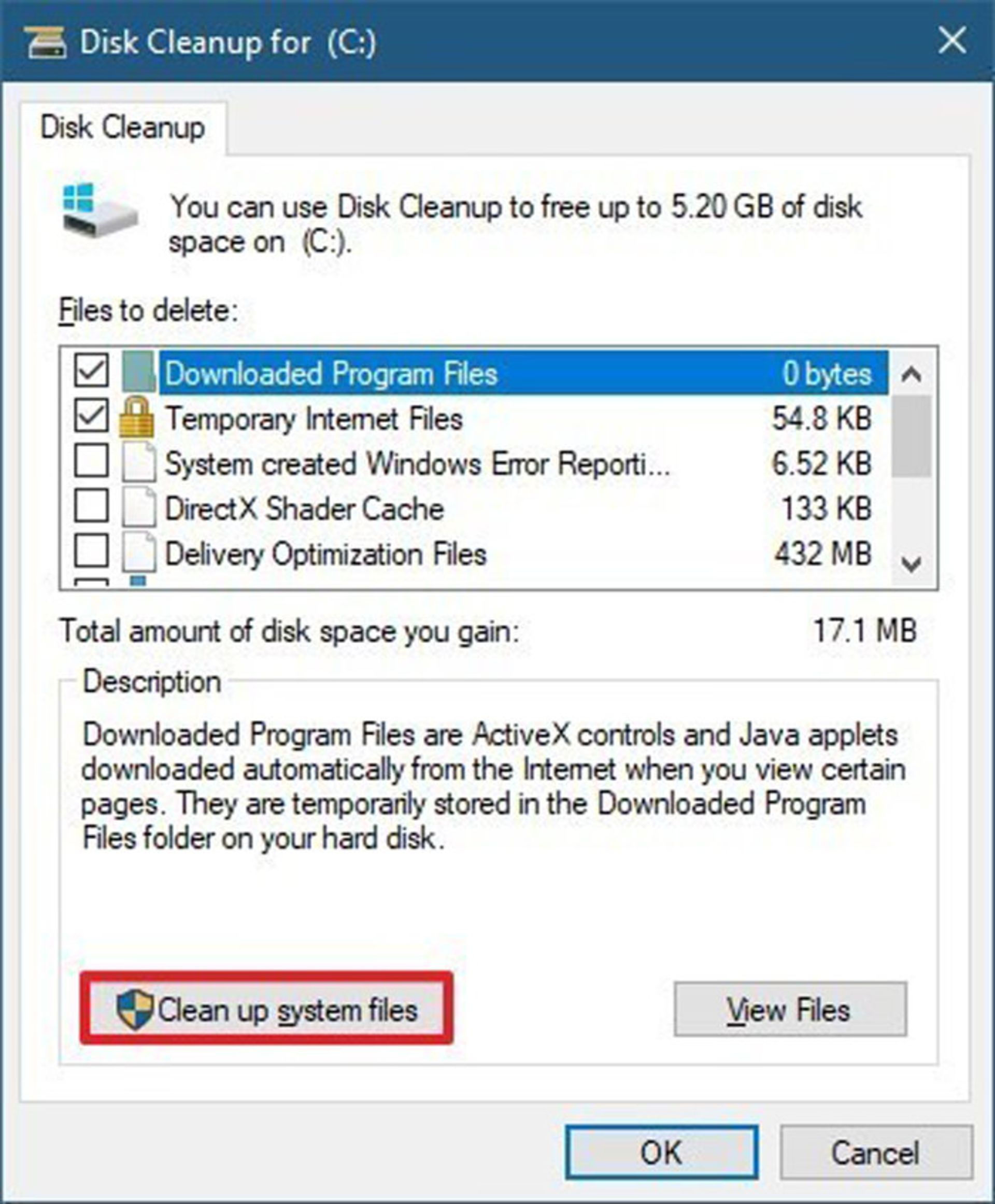  آزادکردن فضای هارد با پاک‌کردن فایل‌ها با استفاده از ابزار Disk Cleanup 