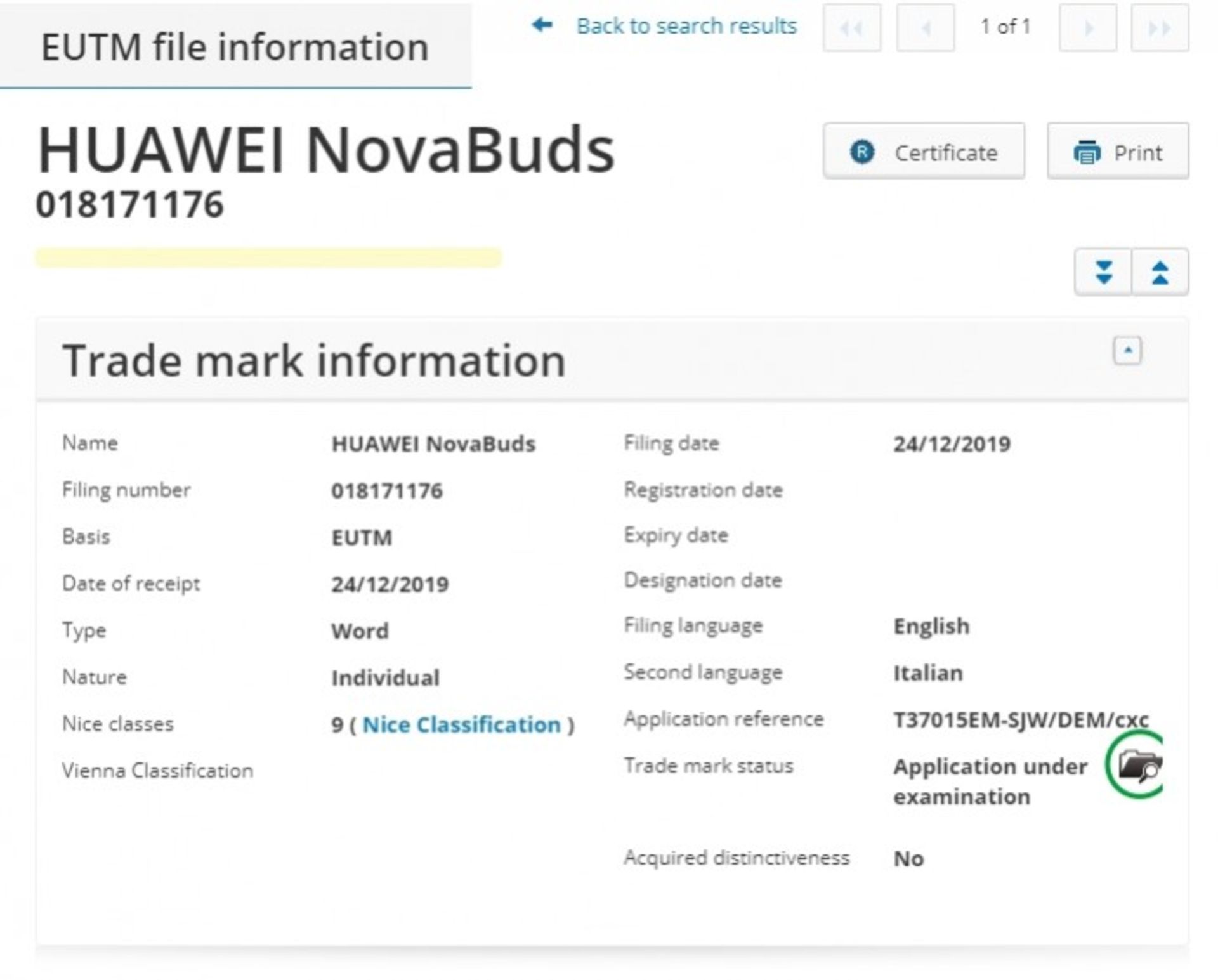 پتنت ثبت شده برای huawei novabuds