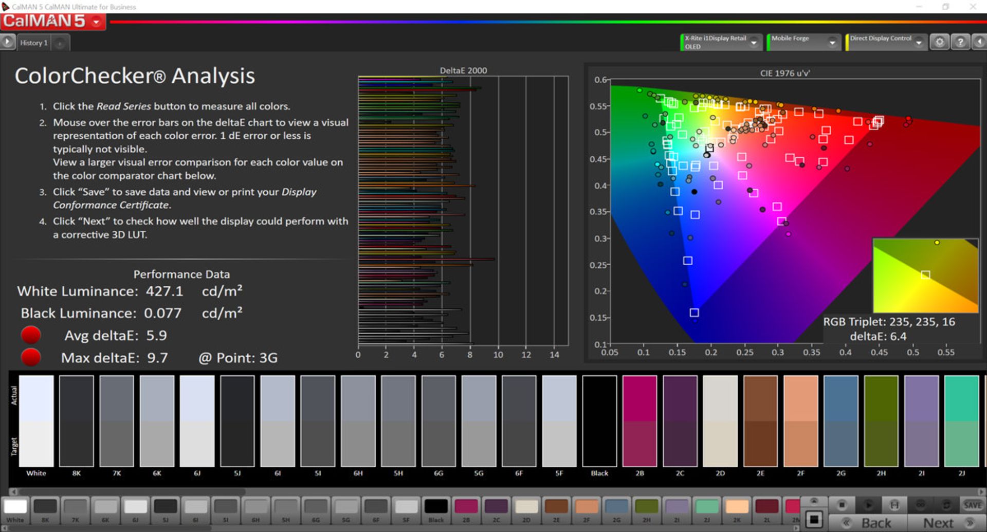 دقت رنگ در حالت Automatic Contrast در فضای رنگی sRGB برای گوشی می میکس ۳