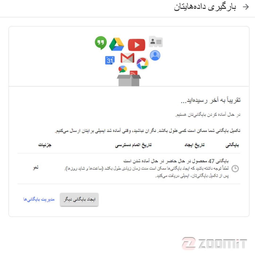 پشتیبان گیری از حساب کاربری گوگل پلاس