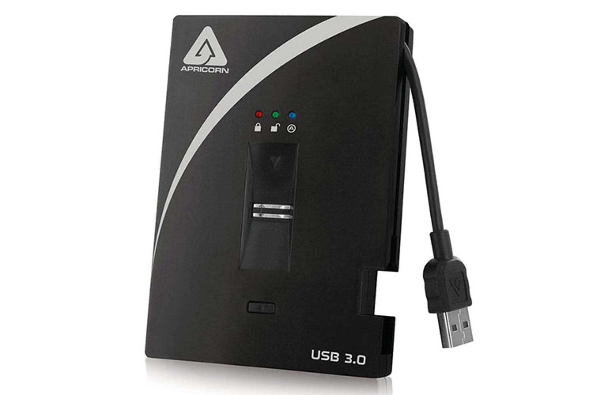 نمای جلو هارد دیسک آپریکورن Aegis Bio 3 ظرفیت 1 ترابایت رنگ مشکی