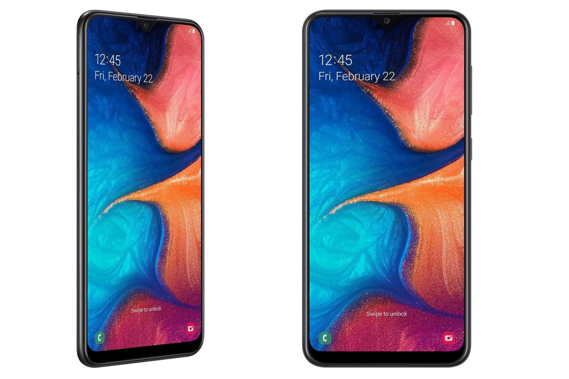 گوشی گلکسی A20 سامسونگ - نمای جلو و نیم رخ / Samsung Galaxy A20