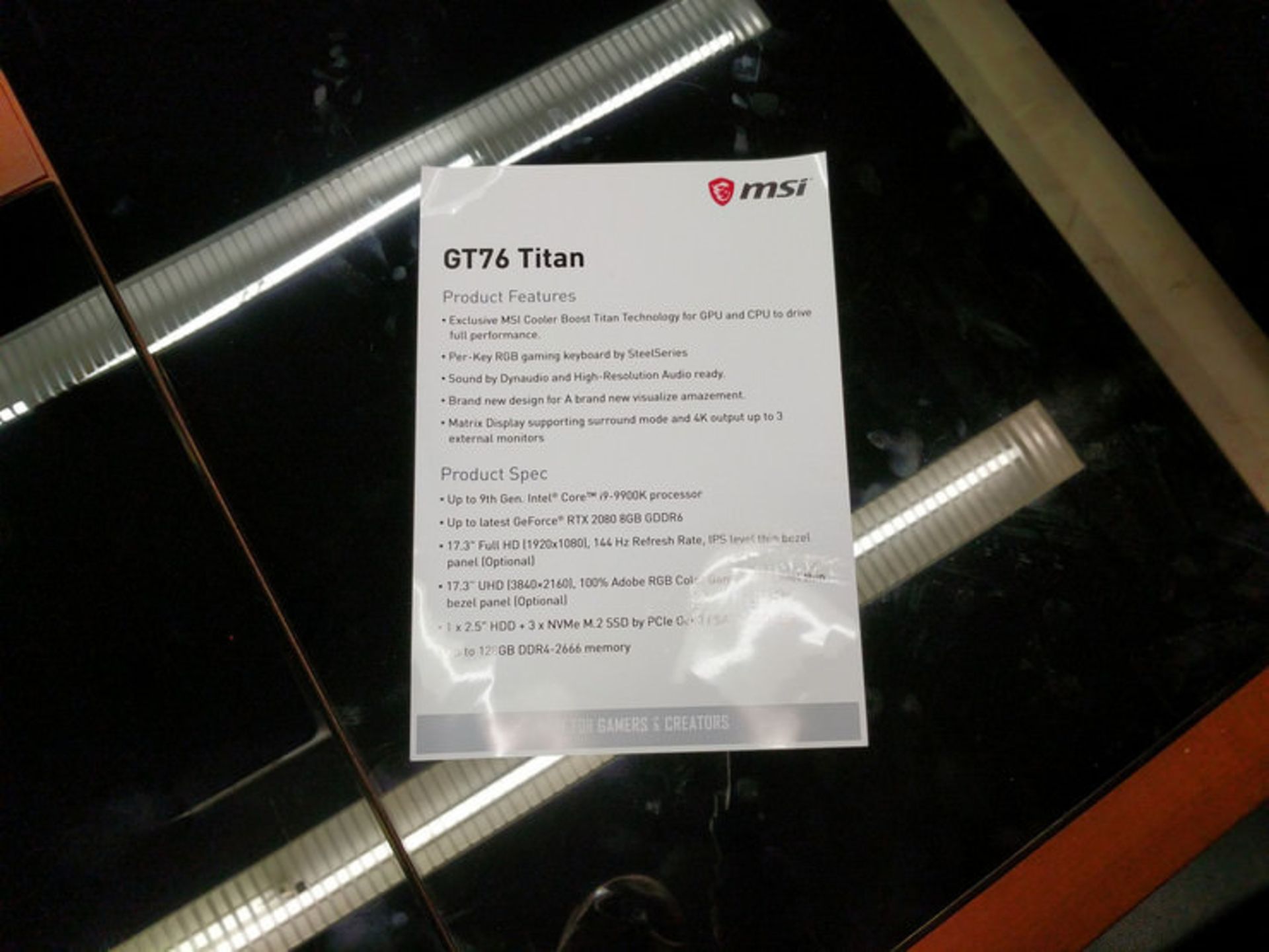 لپ تاپ گیمینگ MSI GT76 Titan