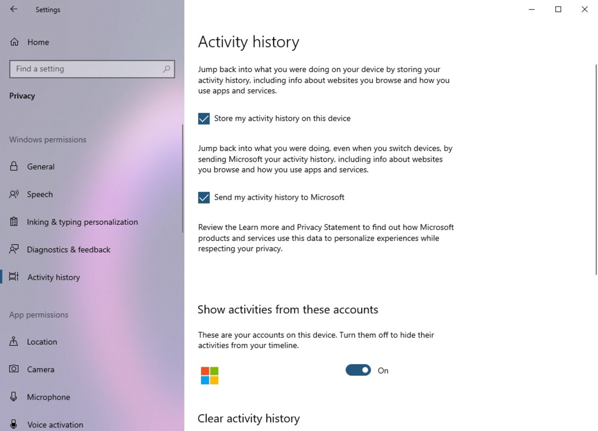 timeline windows 10