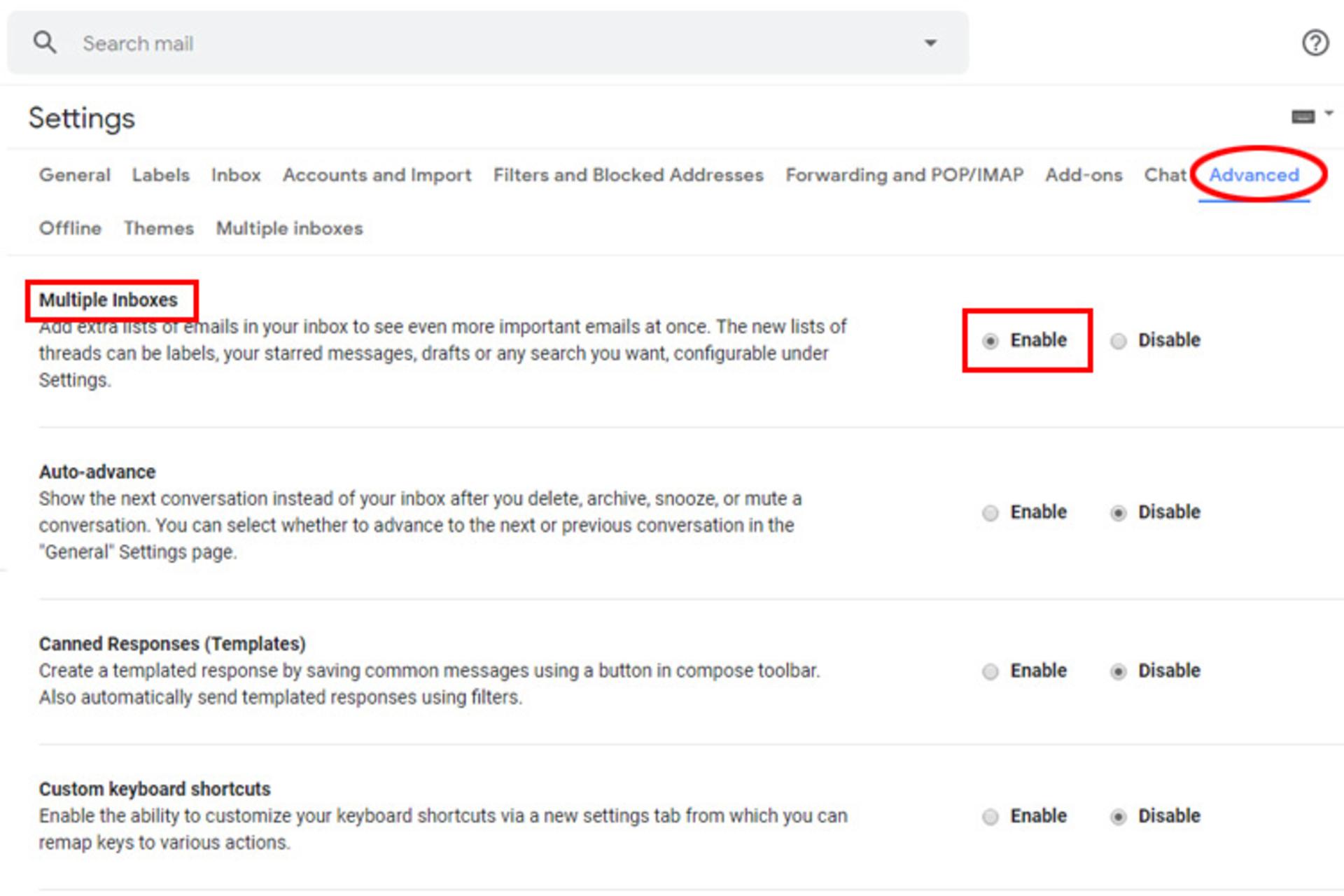 فعال کردن Multiple Inboxes