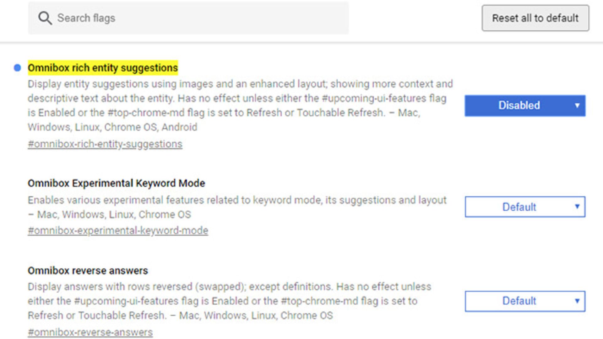omnibox flag google chrome