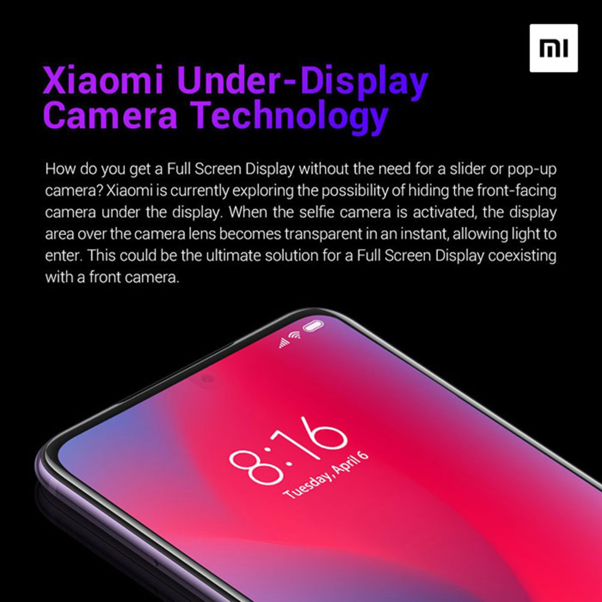 دوربین زیر نمایشگر شیائومی