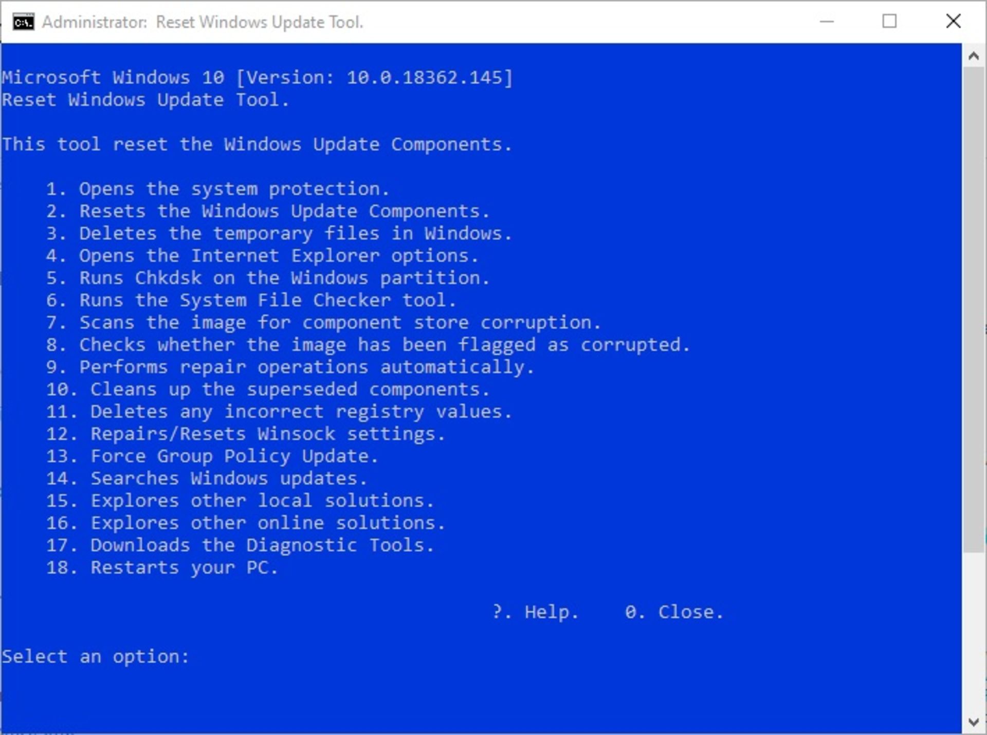 گزینه دوم ریست آپدیت