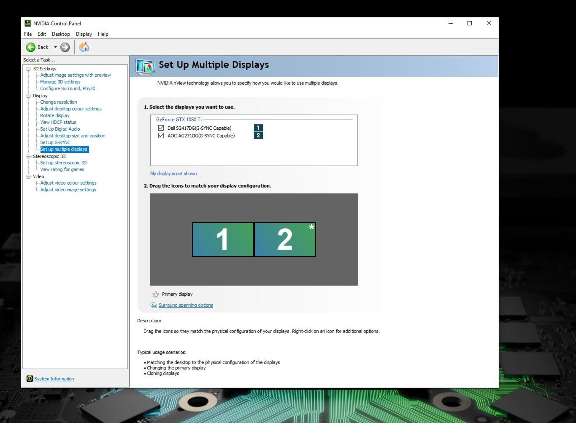 gsync multiple settings