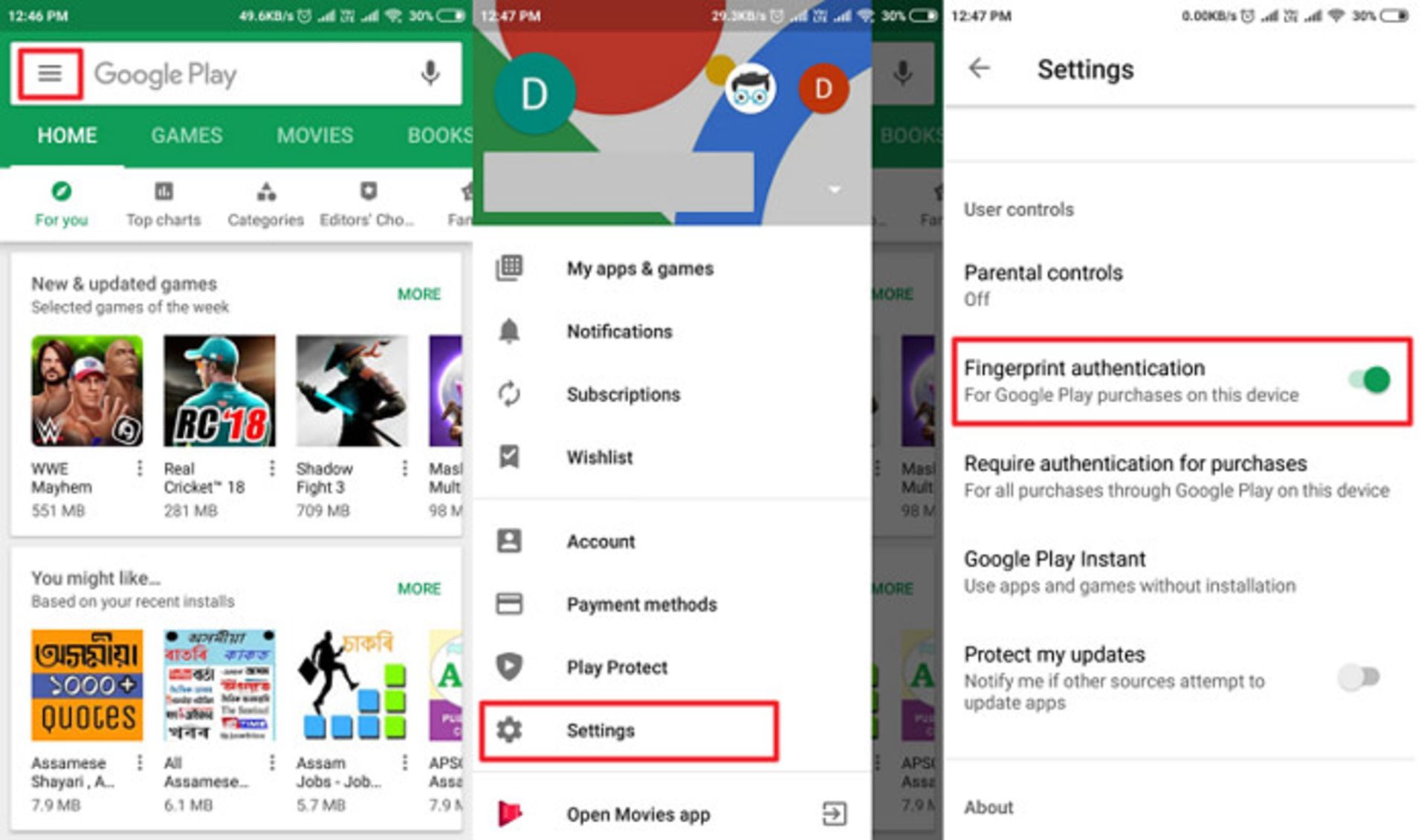 تایید هویت با اثر انگشت در گوگل پلی
