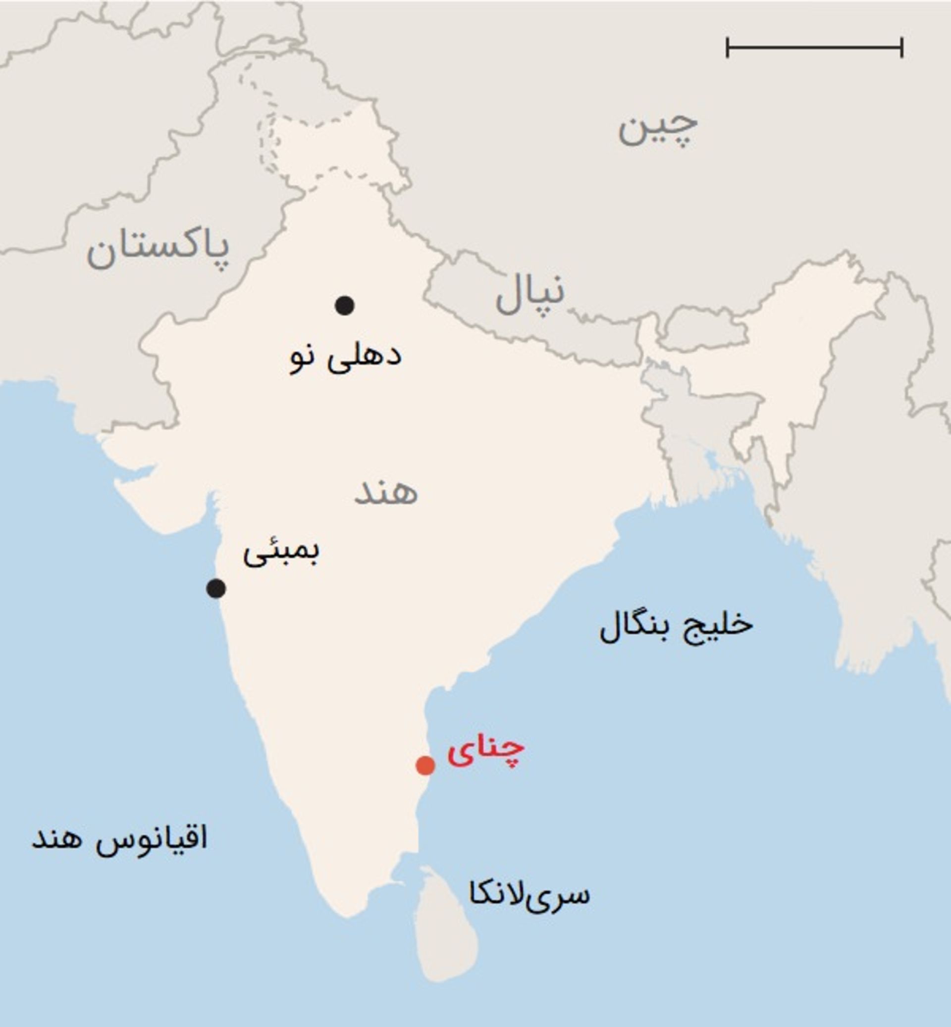 موقعیت چنای در هند
