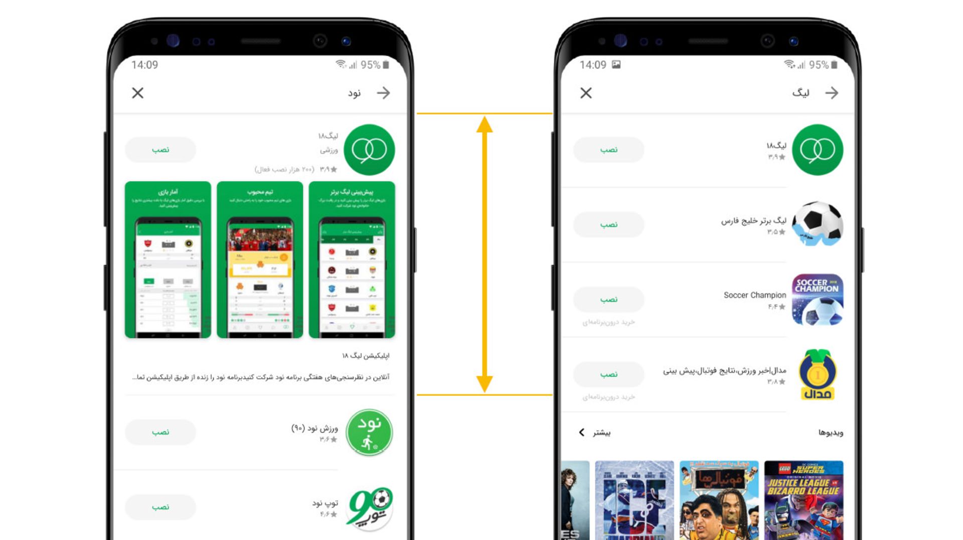 فضای اختصاص داده شده به نمایش اپلیکیشن در جستجوی کافه بازار