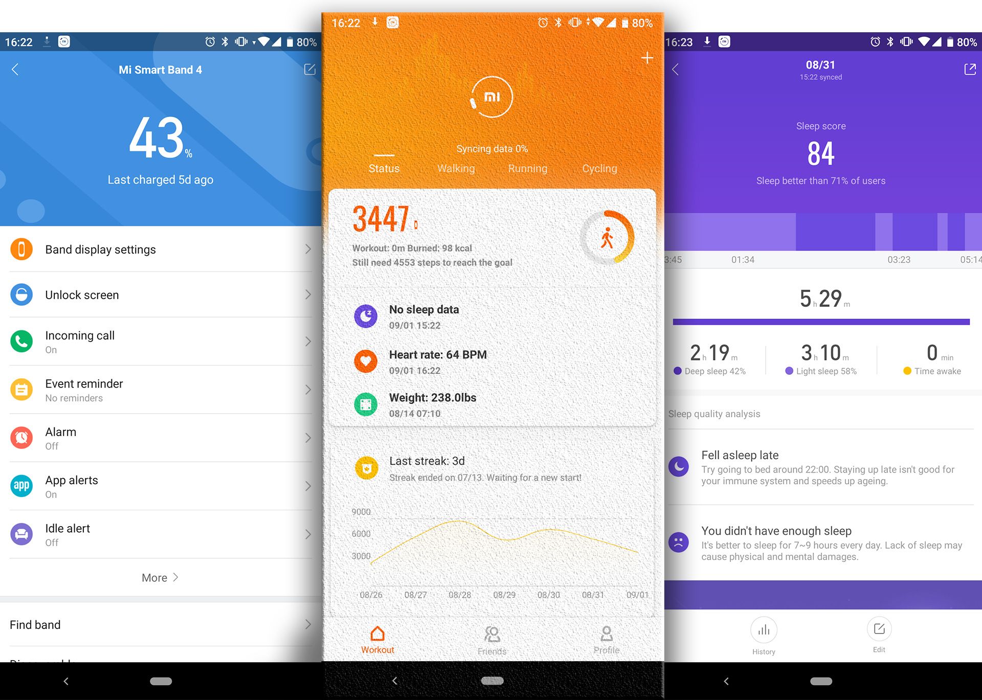 محیط کاربری اپلیکیشن mi fit