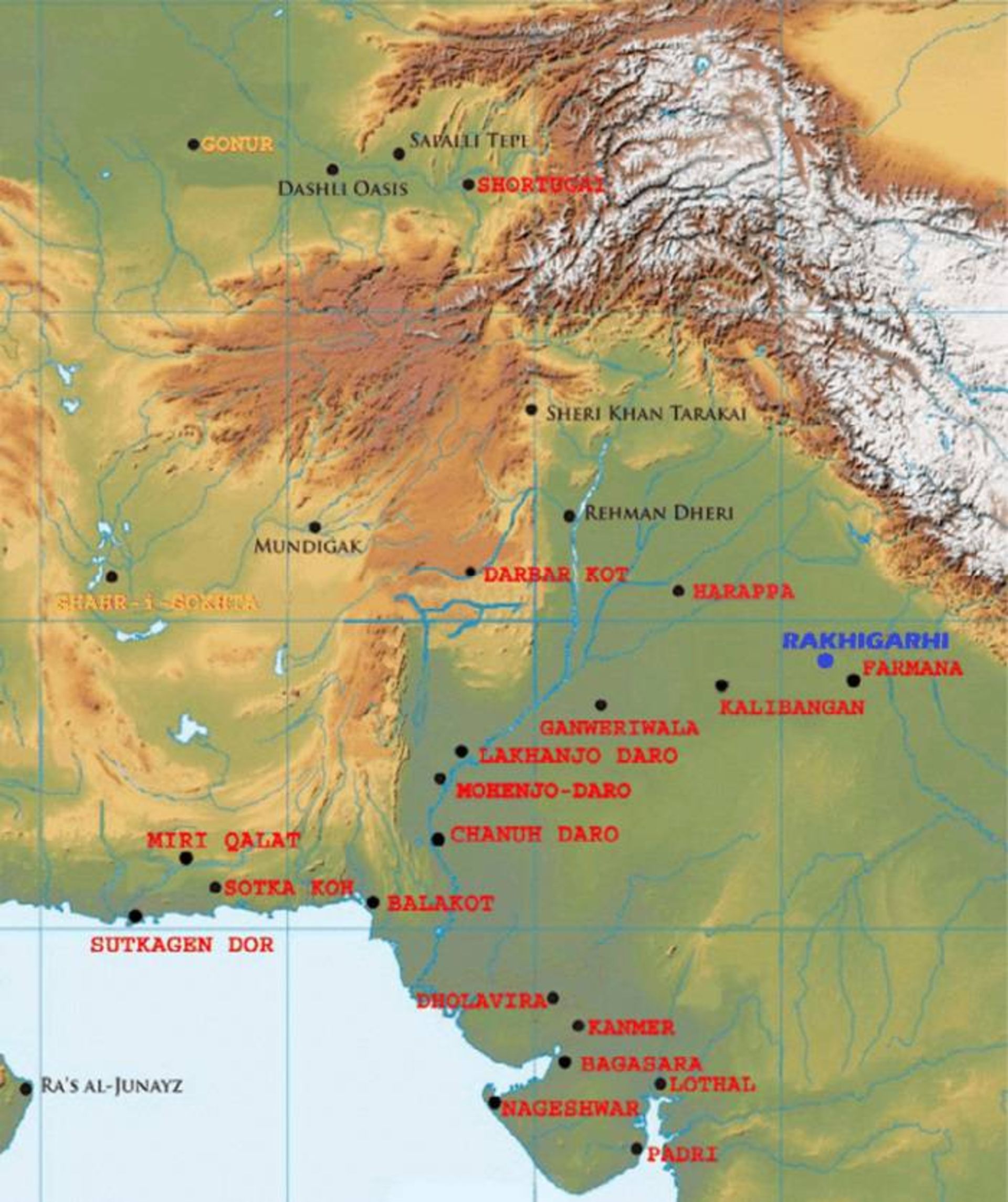 نقشه تمدن دره ایندوس