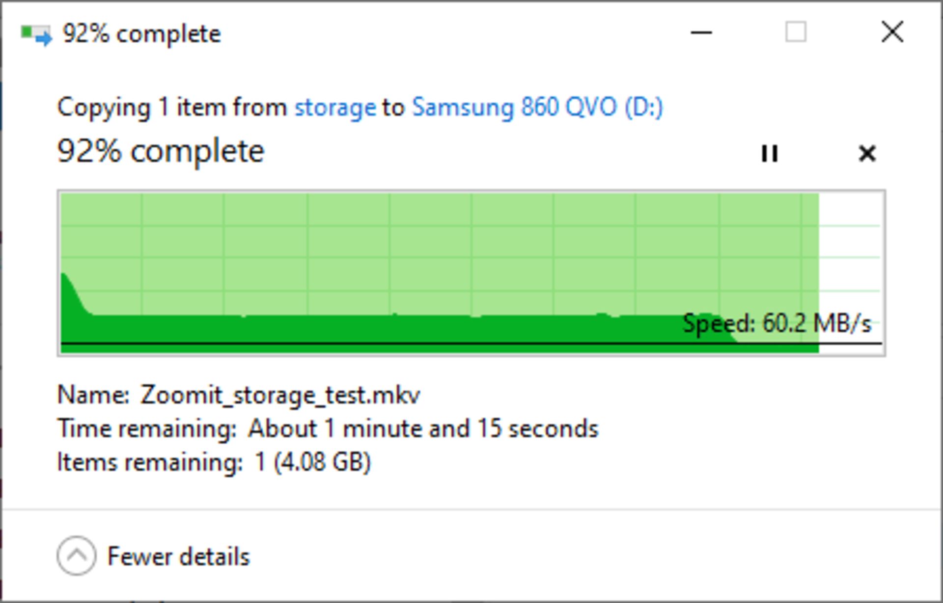 تست نوشتن فایل - Samsung 860 QVO