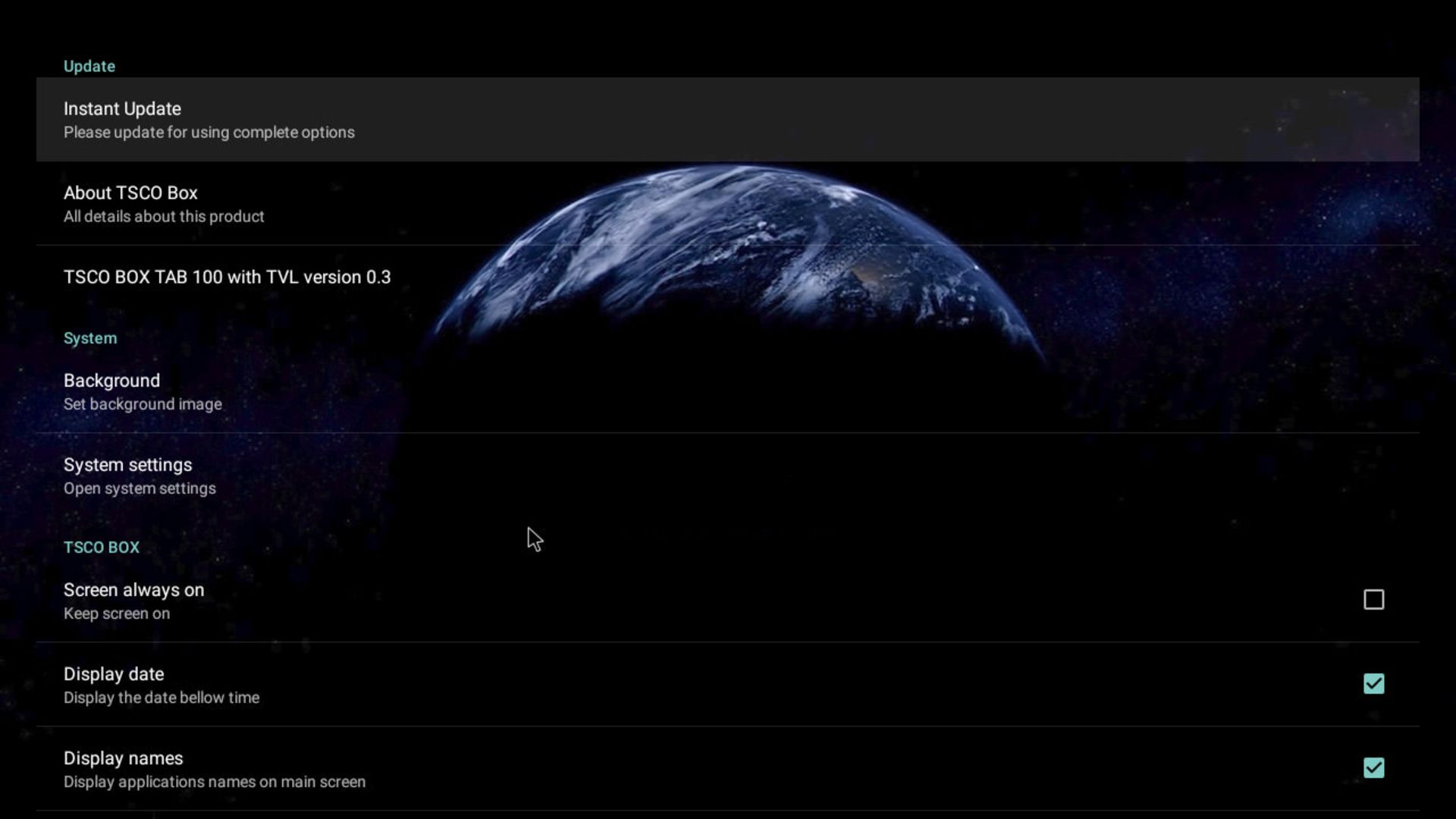 رابط کاربری اندروید باکس تسکو